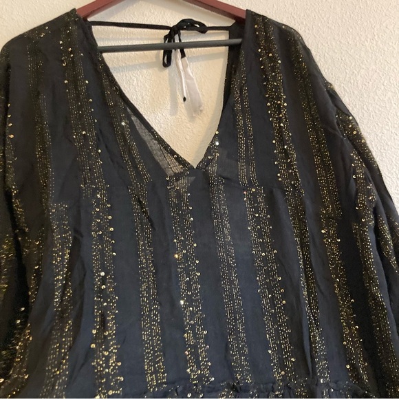 NWT L*Space Byron Metallic Thread Gold Shimer Tunic Dress in Size Small - Picture 9 of 13